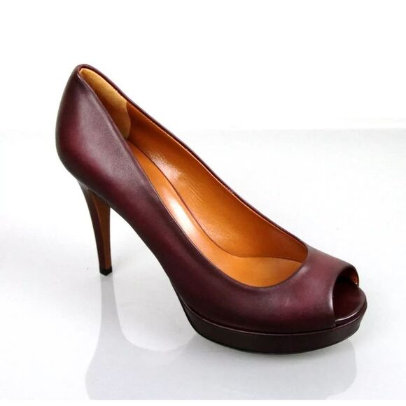 Gucci Betty Open-Toe Platform Pump SHOES Plum 8 - Picture 5 of 8